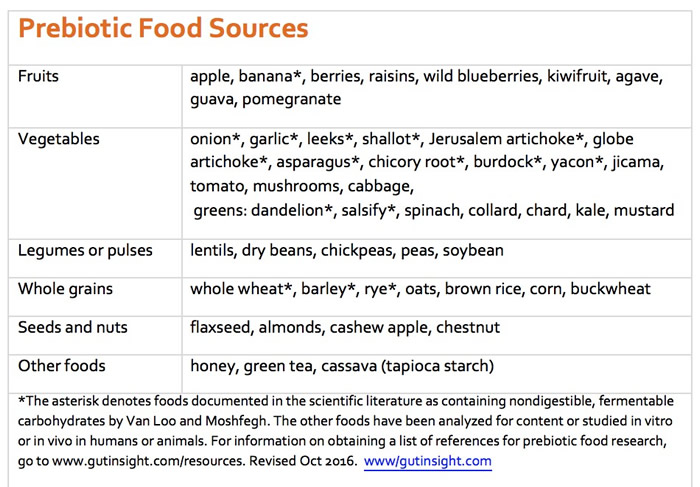Prebiotic Food Sources